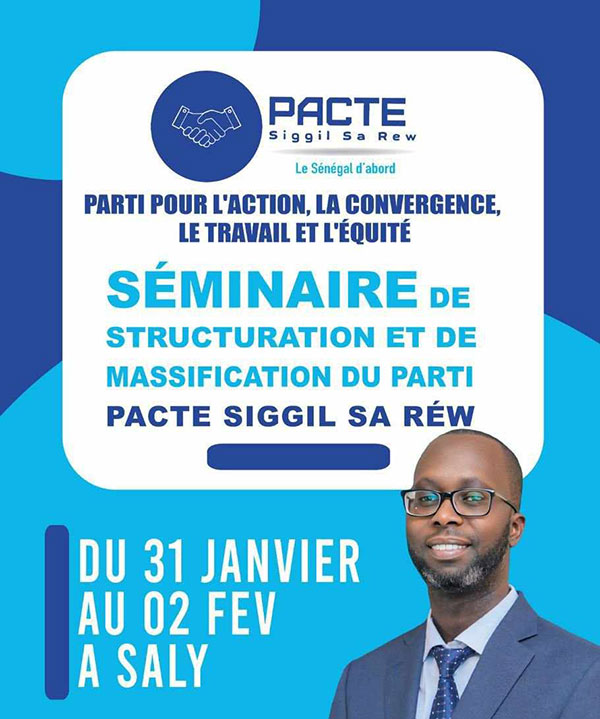 En séminaire du 31 janvier au 2 février : Le parti Pacte lance sa campagne de massification